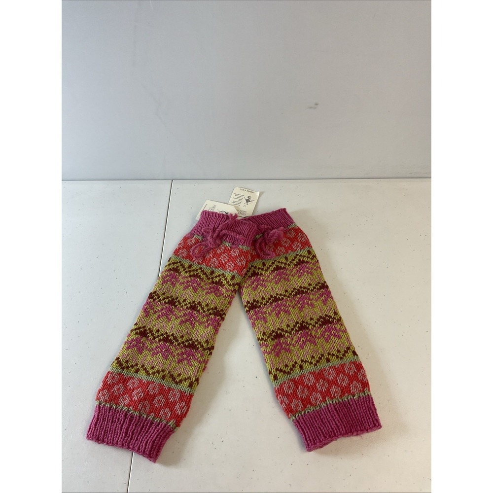 New French Knot Lindsay Mason Wool Bright Knit Multicolor Boho Leg Warmers Nepal